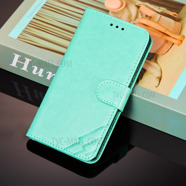 Full Protection Imprint Design Leather Wallet Stand Phone Cover Case for Huawei P smart 2021/Y7a - Green-9