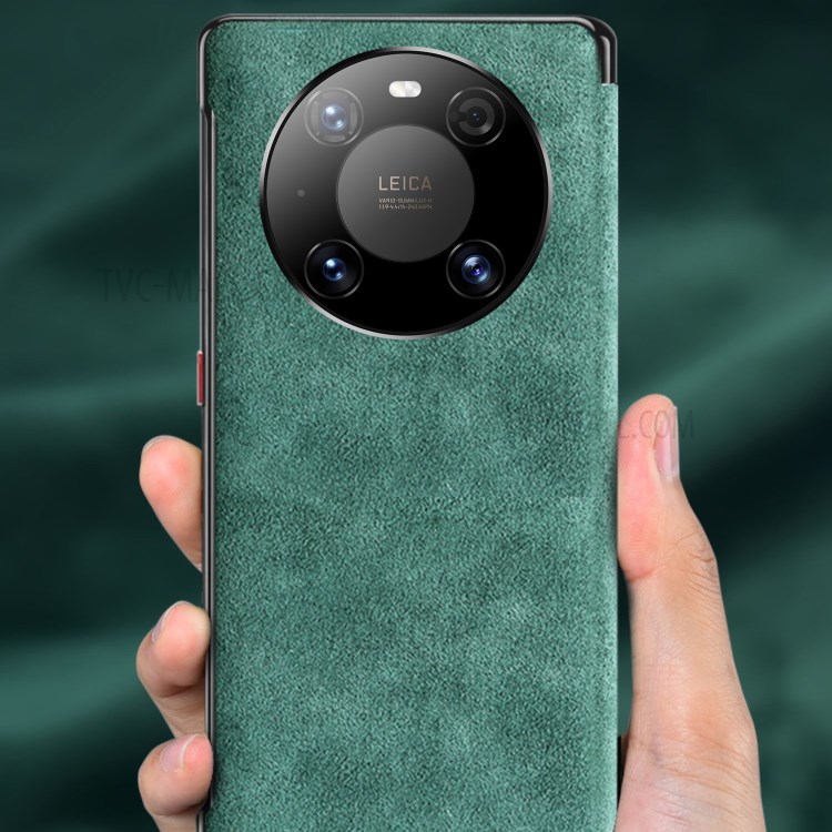 XOOMZ View Window Plastic+Genuine Leather Phone Cover for Huawei Mate 40 Pro - Green-2
