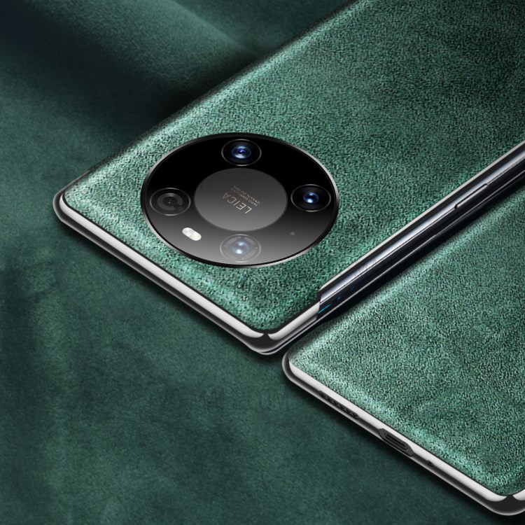 XOOMZ View Window Plastic+Genuine Leather Phone Cover for Huawei Mate 40 Pro - Green-4