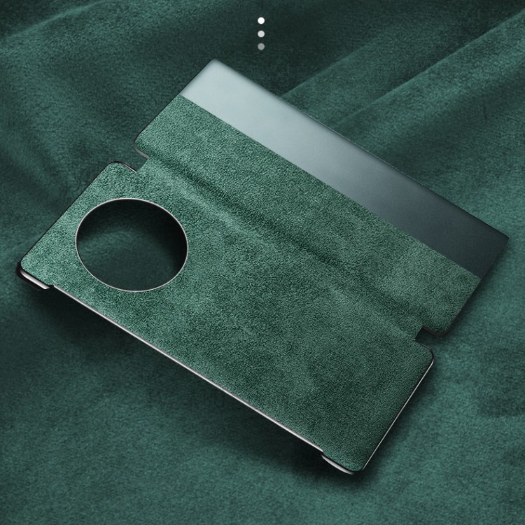 XOOMZ View Window Plastic+Genuine Leather Phone Cover for Huawei Mate 40 Pro - Green-5