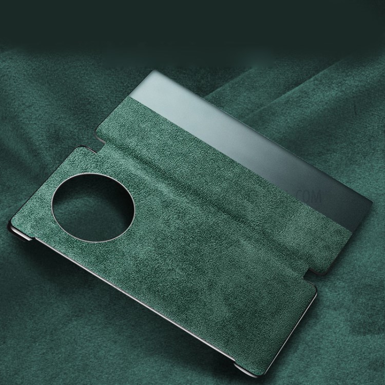 XOOMZ View Window Plastic+Genuine Leather Phone Cover for Huawei Mate 40 Pro - Green-8