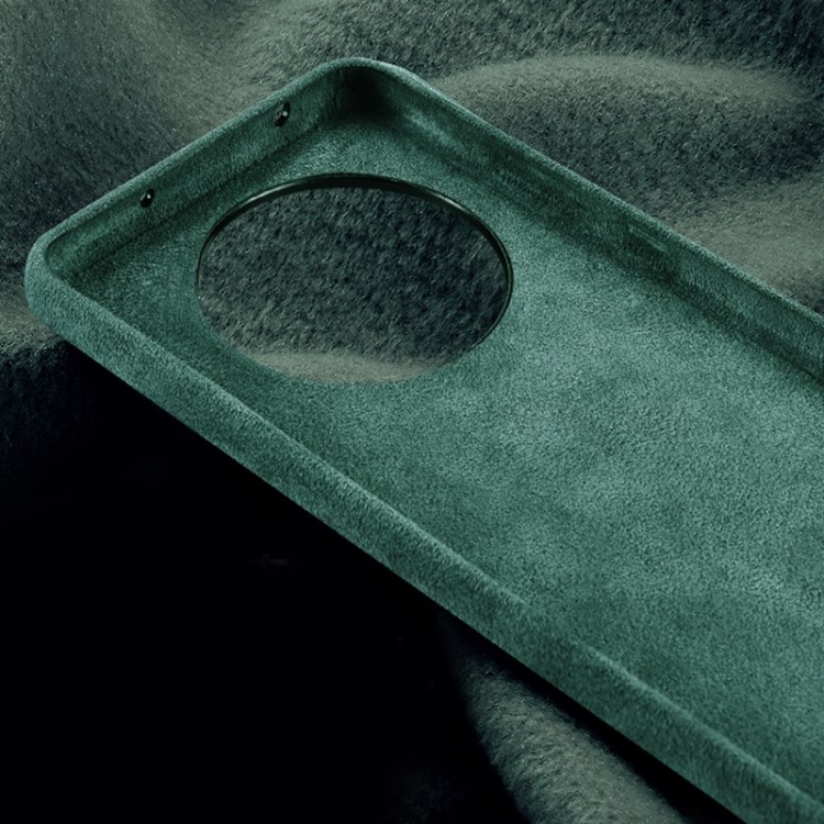 XOOMZ Hard PC Back Case Coated with Plush Surface Genuine Leather for Huawei Mate 40 - Green-2