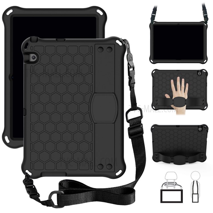 EVA Phone Protetctor with Shoulder Strap for Huawei MediaPad T3 10 Honeycomb Texture Shell - All Black-1