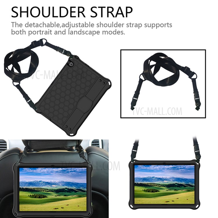 EVA Phone Protetctor with Shoulder Strap for Huawei MediaPad T3 10 Honeycomb Texture Shell - All Black-2
