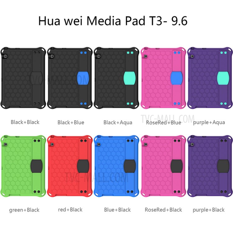 EVA Phone Protetctor with Shoulder Strap for Huawei MediaPad T3 10 Honeycomb Texture Shell - All Black-3