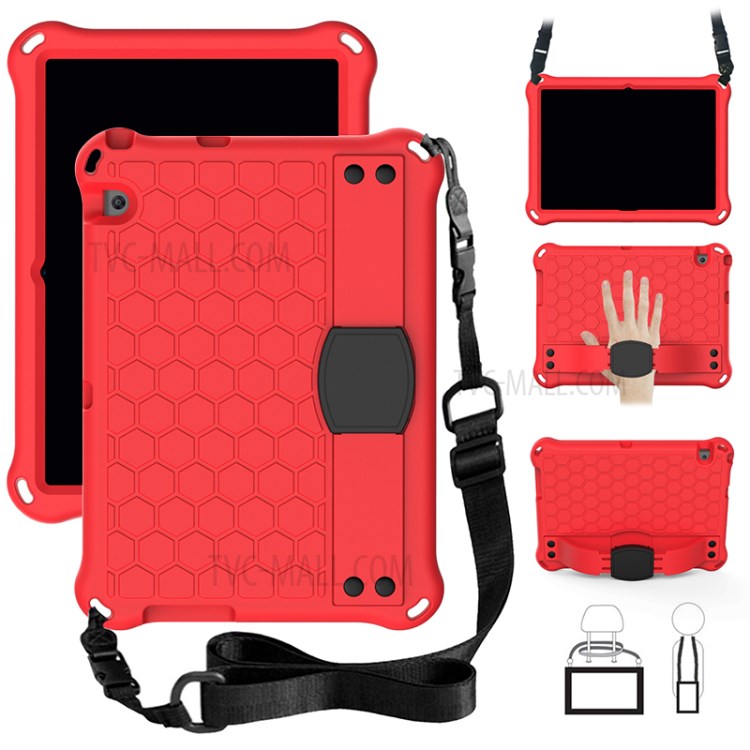 EVA Phone Protetctor with Shoulder Strap for Huawei MediaPad T3 10 Honeycomb Texture Shell - Red/Black-1