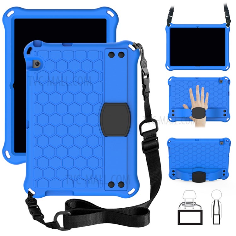 EVA Phone Protetctor with Shoulder Strap for Huawei MediaPad T3 10 Honeycomb Texture Shell - Blue/Black-1