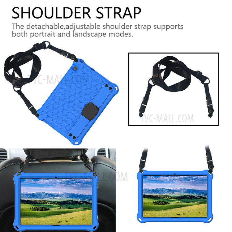 EVA Phone Protetctor with Shoulder Strap for Huawei MediaPad T3 10 Honeycomb Texture Shell - Blue/Black-2