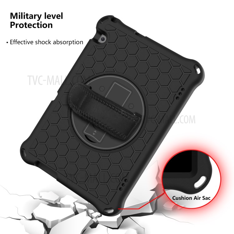 EVA Tablet Protector with Handy Strap + Kickstand for Huawei MediaPad T5 10.1 Honeycomb Texture Case - All Black-2