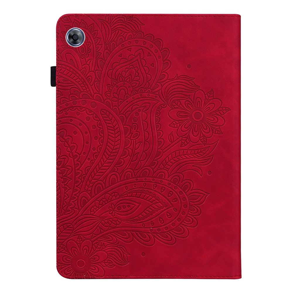 Imprinted Flower Pattern Leather Wallet Stand Tablet Case for Huawei MatePad T8 - Red-2