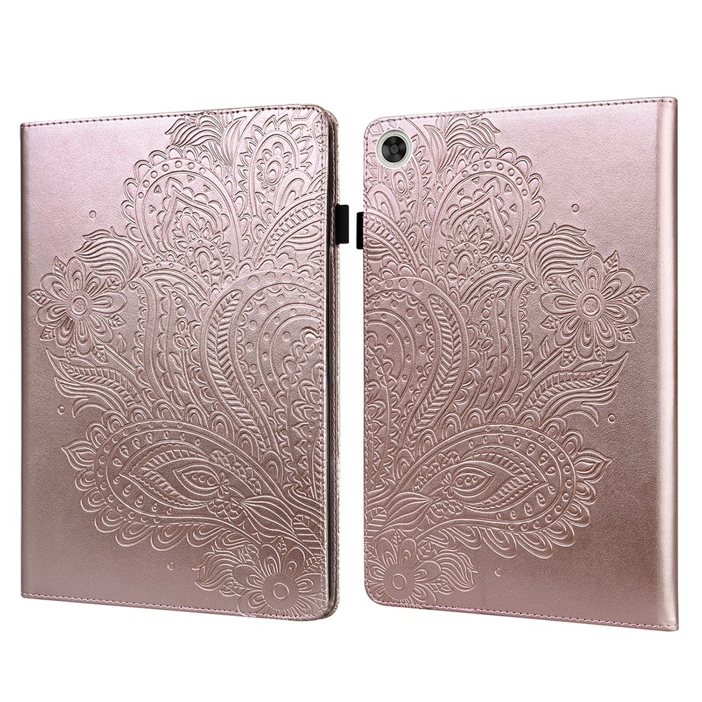 Imprinted Flower Pattern Leather Wallet Stand Tablet Protective Shell for Huawei Enjoy Tablet 2 10.1 / MatePad 9.7 / MatePad T10S - Rose Gold-1