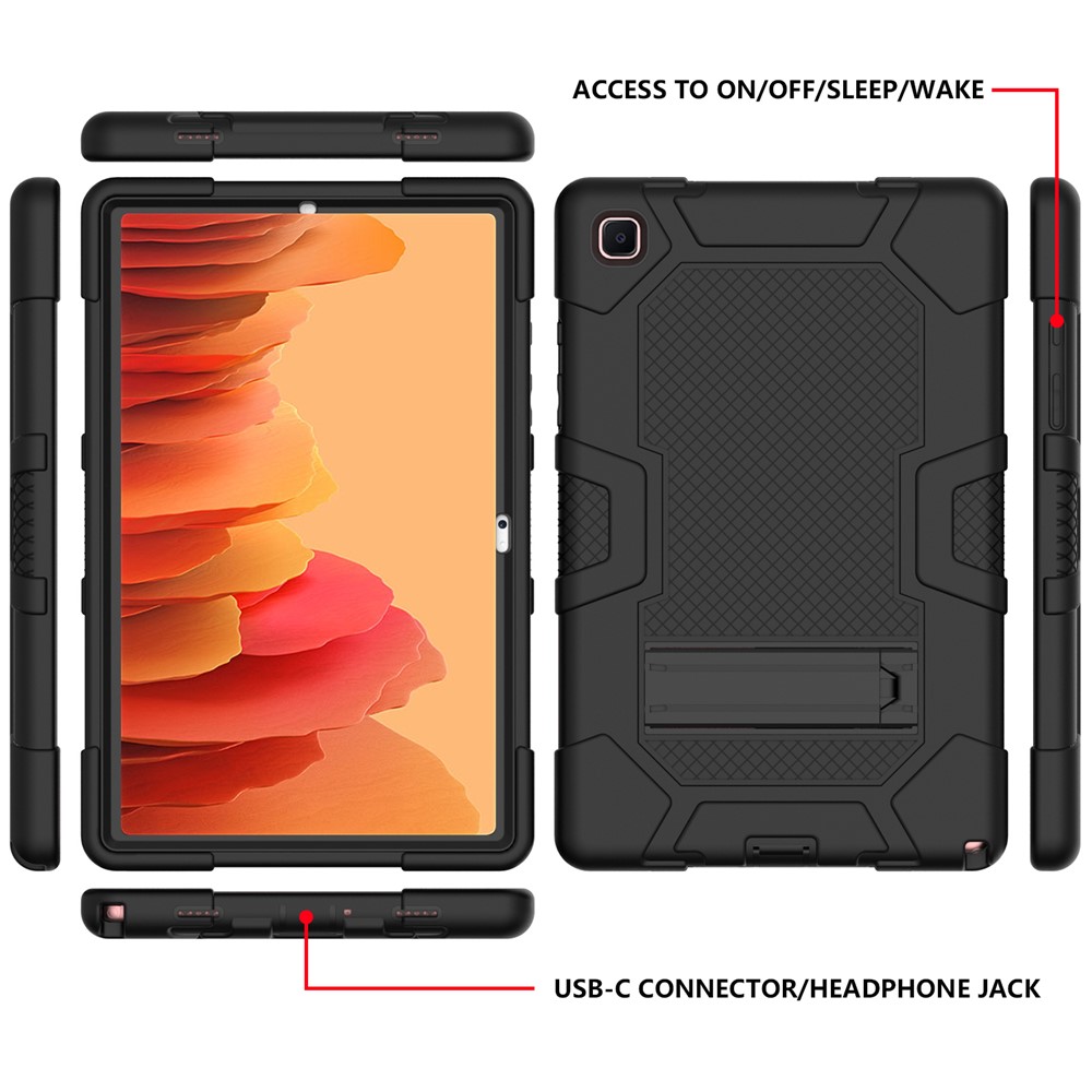 Slide-Out Kickstand Contrast Color PC TPU Silicone Tablet Case Cover for Samsung Galaxy Tab A7 10.4 (2020) T505/T500/T507/T505N - All Black-3