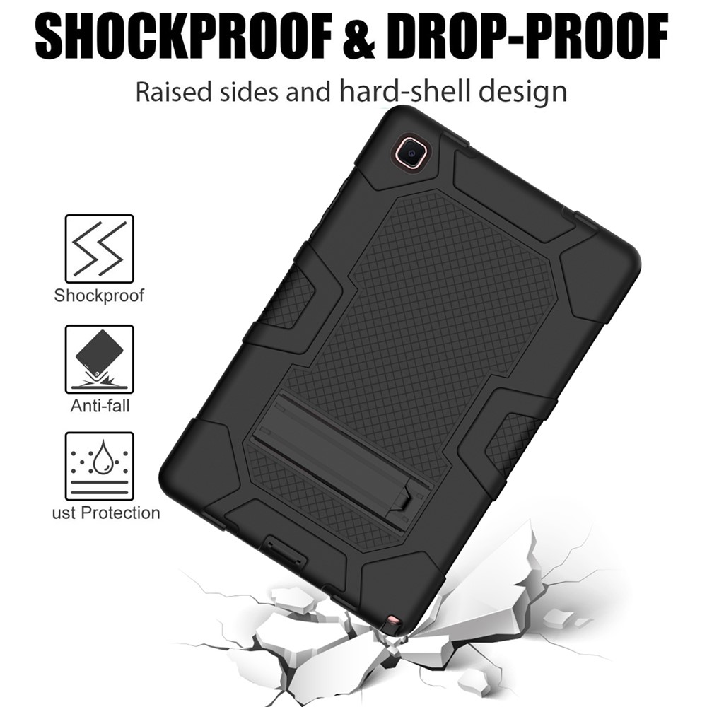 Slide-Out Kickstand Contrast Color PC TPU Silicone Tablet Case Cover for Samsung Galaxy Tab A7 10.4 (2020) T505/T500/T507/T505N - All Black-4