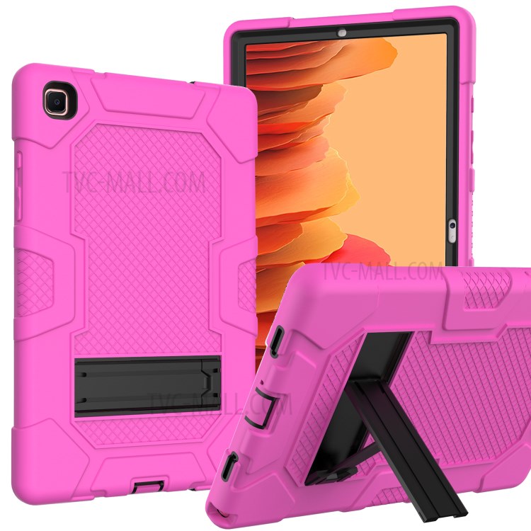 Slide-Out Kickstand Contrast Color PC TPU Silicone Tablet Case Cover for Samsung Galaxy Tab A7 10.4 (2020) T505/T500/T507/T505N - Rose/Black-1