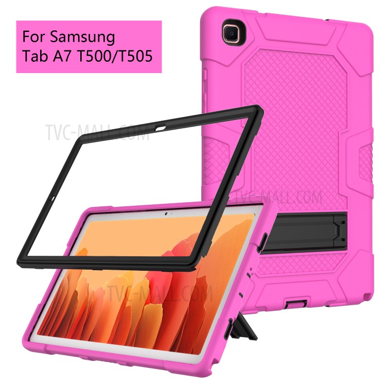 Slide-Out Kickstand Contrast Color PC TPU Silicone Tablet Case Cover for Samsung Galaxy Tab A7 10.4 (2020) T505/T500/T507/T505N - Rose/Black-2