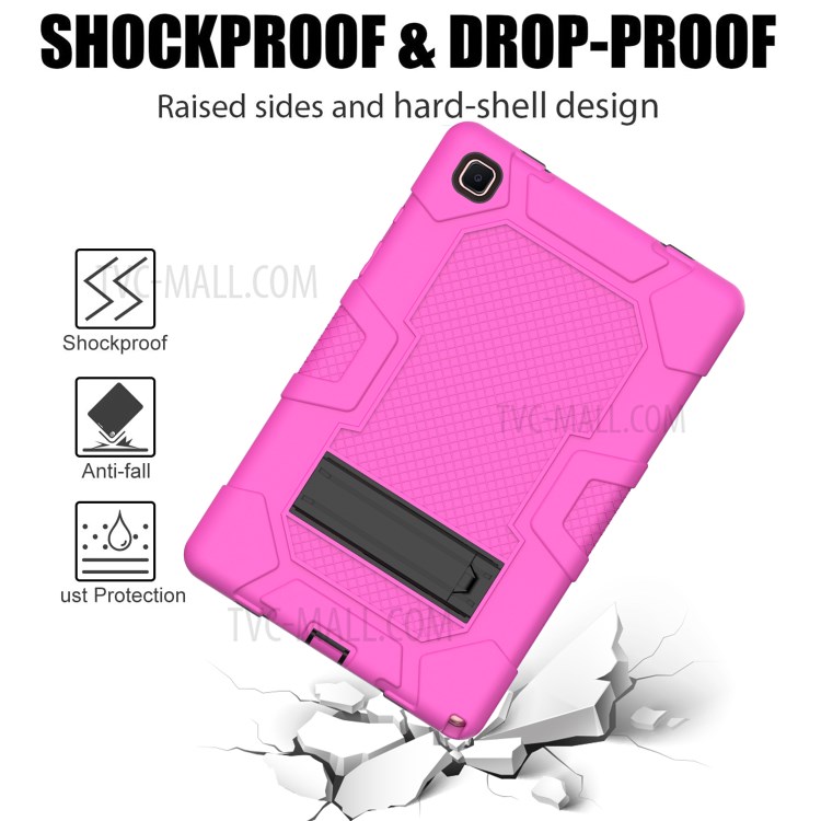 Slide-Out Kickstand Contrast Color PC TPU Silicone Tablet Case Cover for Samsung Galaxy Tab A7 10.4 (2020) T505/T500/T507/T505N - Rose/Black-4