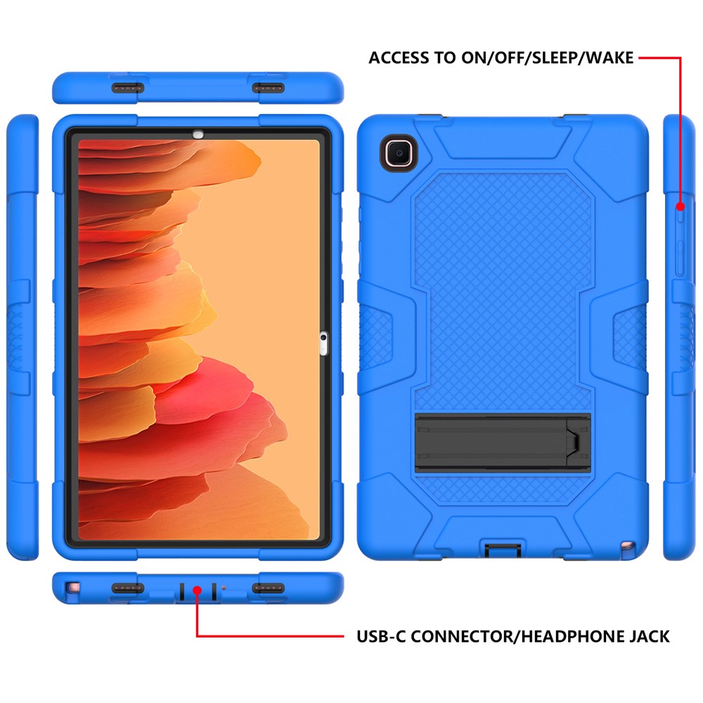 Slide-Out Kickstand Contrast Color PC TPU Silicone Tablet Case Cover for Samsung Galaxy Tab A7 10.4 (2020) T505/T500/T507/T505N - Blue/Black-3