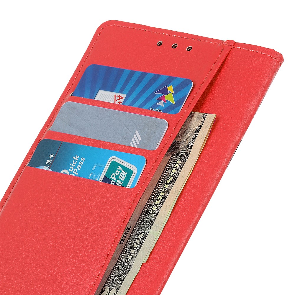 Litchi Skin Texture Leather Shell Wallet Stand Protector for Huawei nova 8 5G - Red-8