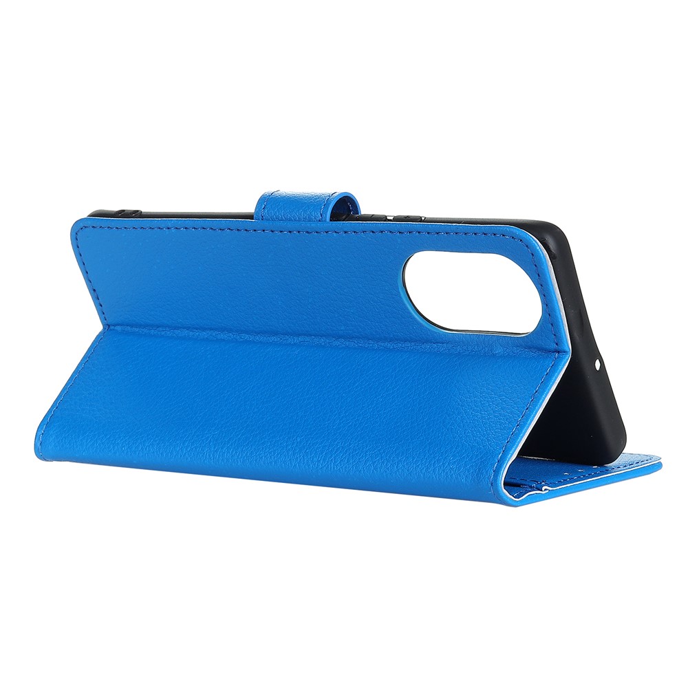 Litchi Skin Texture Leather Shell Wallet Stand Protector for Huawei nova 8 5G - Blue-10