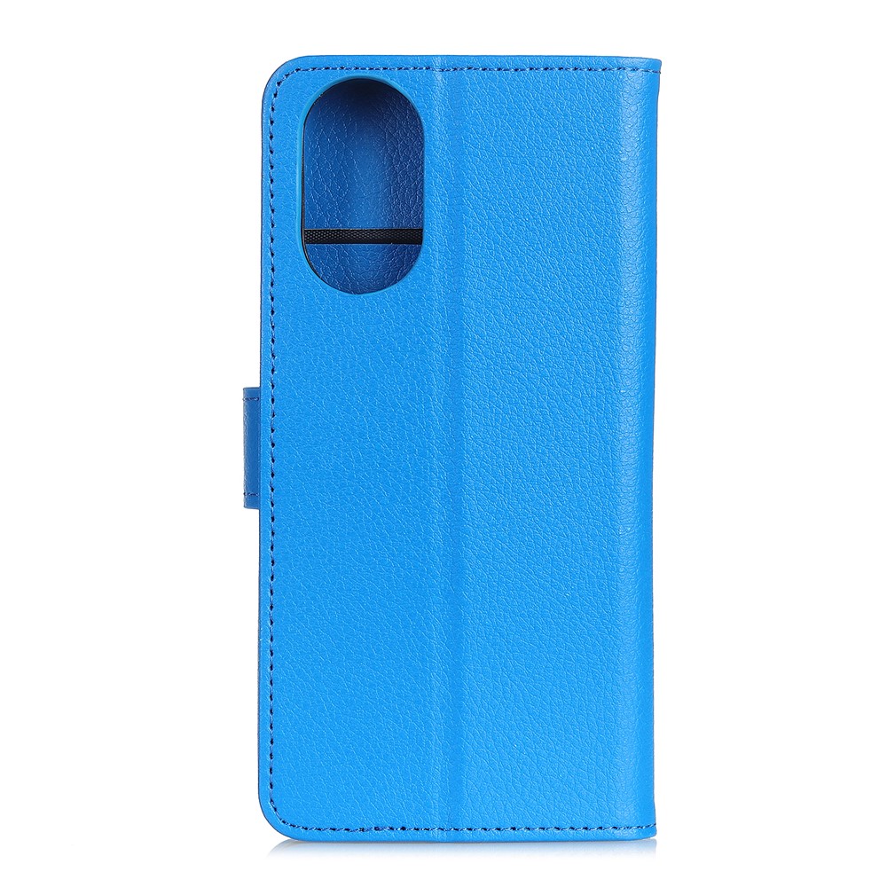 Litchi Skin Texture Leather Shell Wallet Stand Protector for Huawei nova 8 5G - Blue-9