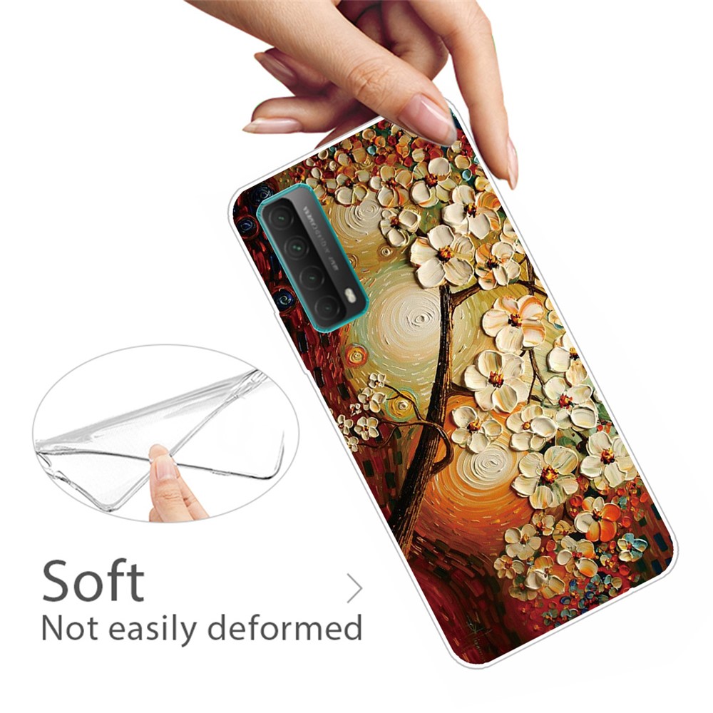 For Huawei P smart 2021 / Huawei Y7a Pattern Printing Flexible High Quality TPU Phone Case - Flower-2