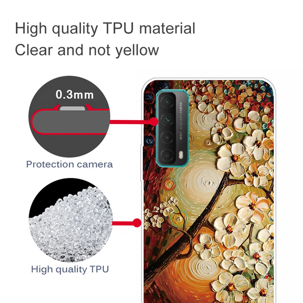 For Huawei P smart 2021 / Huawei Y7a Pattern Printing Flexible High Quality TPU Phone Case - Flower-3