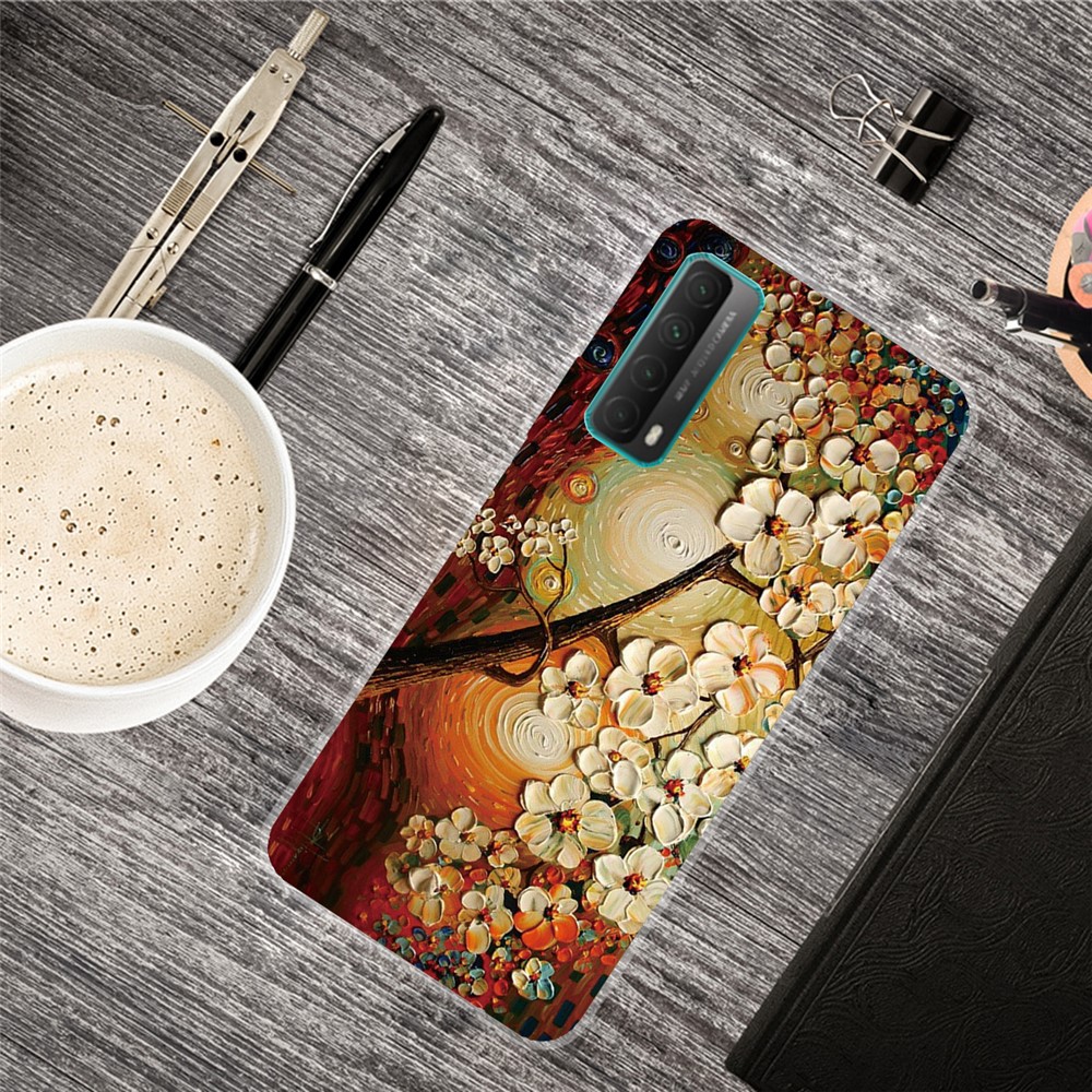 Per Huawei P Smart 2021 / Huawei Y7a Printing Pattern TPU Custodia TPU Non Slip Flessibile - Fiore