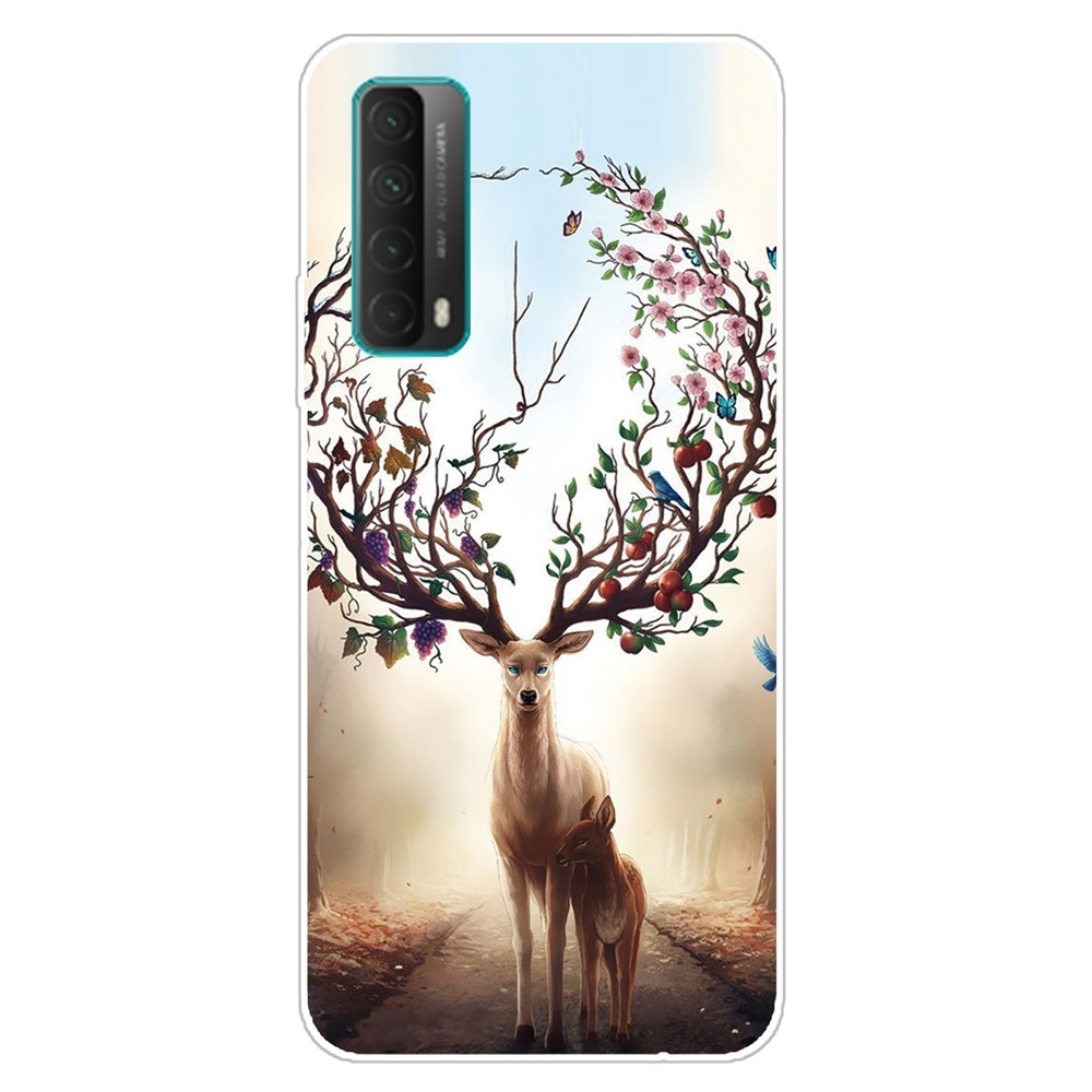 For Huawei P smart 2021 / Huawei Y7a Pattern Printing Flexible High Quality TPU Phone Case - Elk-1