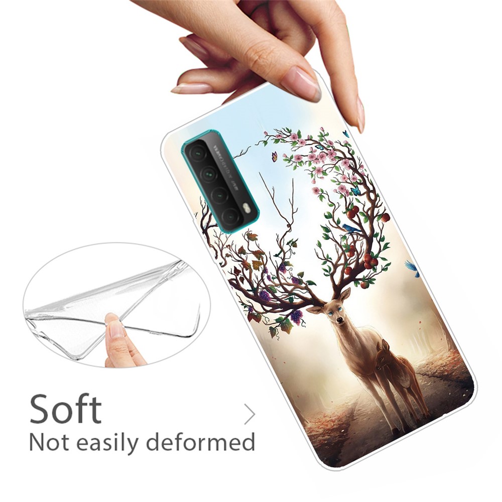 For Huawei P smart 2021 / Huawei Y7a Pattern Printing Flexible High Quality TPU Phone Case - Elk-2