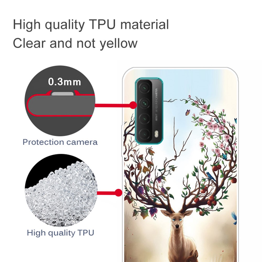 For Huawei P smart 2021 / Huawei Y7a Pattern Printing Flexible High Quality TPU Phone Case - Elk-3