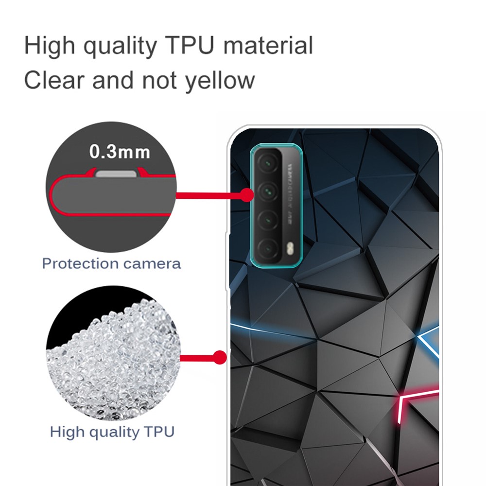 For Huawei P smart 2021 / Huawei Y7a Pattern Printing Flexible High Quality TPU Phone Case - Black/Triangle-3