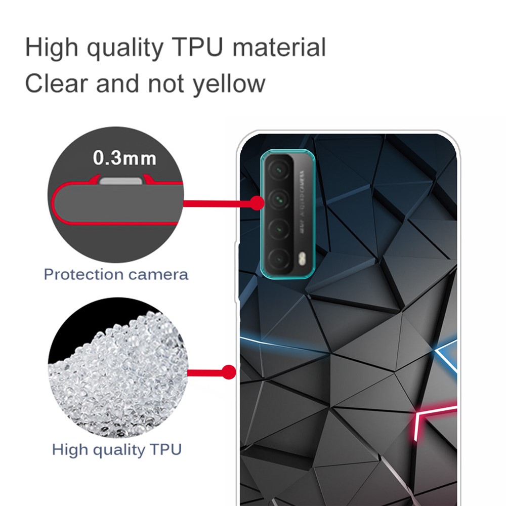 Per Huawei P Smart 2021 / Huawei Y7a Printing Pattern TPU Custodia TPU Non Slip Flessibile - Nero/triangolo-3