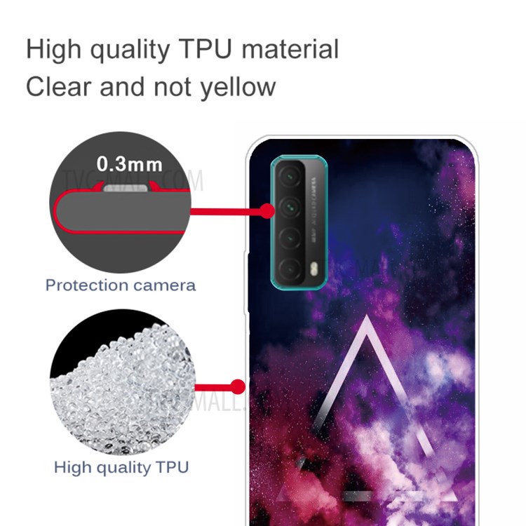 For Huawei P smart 2021 / Huawei Y7a Pattern Printing Flexible High Quality TPU Phone Case - Colorful Cloud-3
