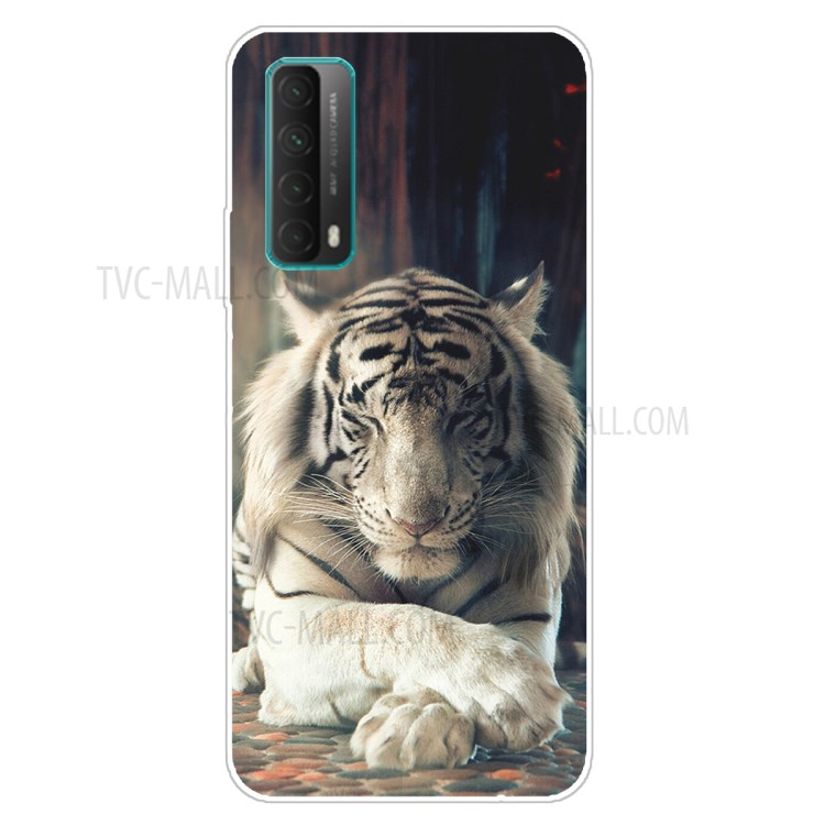 For Huawei P smart 2021 / Huawei Y7a Pattern Printing Flexible High Quality TPU Phone Case - Tiger-1