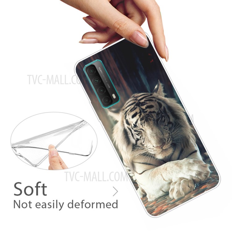 For Huawei P smart 2021 / Huawei Y7a Pattern Printing Flexible High Quality TPU Phone Case - Tiger-2