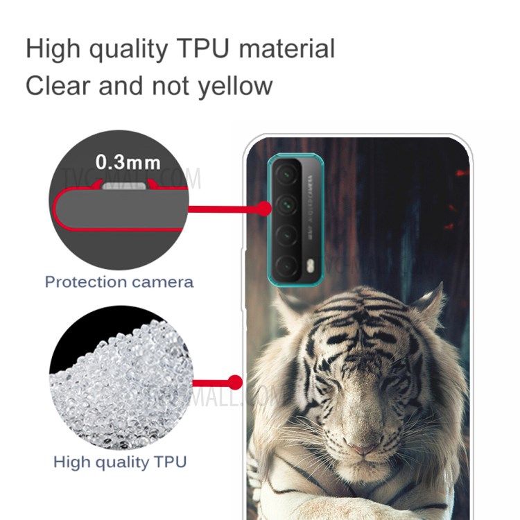 For Huawei P smart 2021 / Huawei Y7a Pattern Printing Flexible High Quality TPU Phone Case - Tiger-3