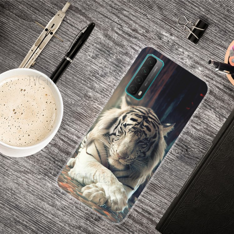 For Huawei P smart 2021 / Huawei Y7a Pattern Printing Flexible High Quality TPU Phone Case - Tiger-4