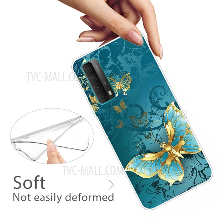 For Huawei P smart 2021 / Huawei Y7a Pattern Printing Flexible High Quality TPU Phone Case - Blue Butterfly-2