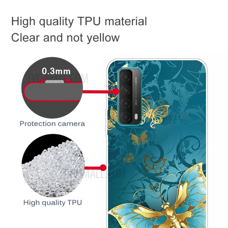 For Huawei P smart 2021 / Huawei Y7a Pattern Printing Flexible High Quality TPU Phone Case - Blue Butterfly-3