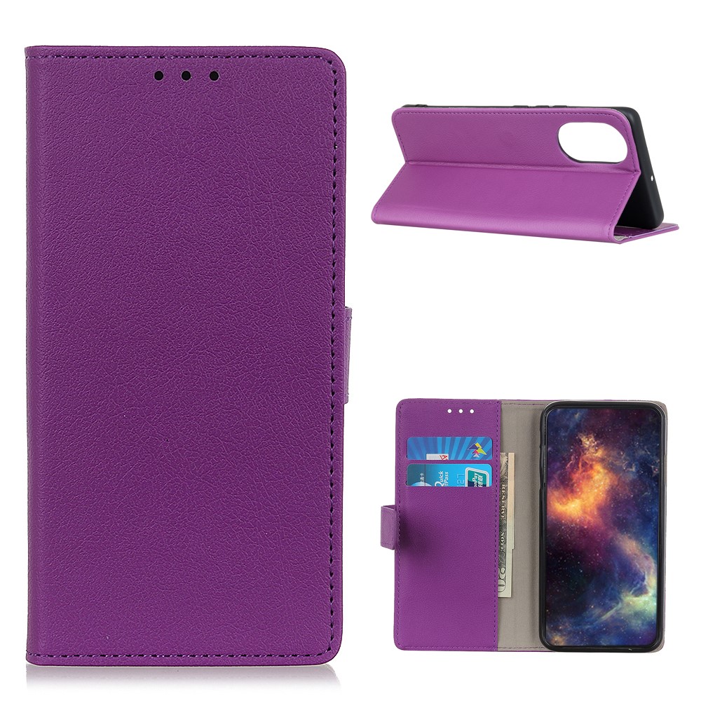 PU Leather Wallet Stand Protective Phone Cover for Huawei Nova 8 5G - Purple-1