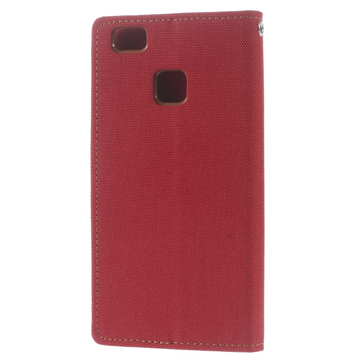MERCURY GOOSPERY Canvas Leather Flip Shell for Huawei P9 Lite/G9 Lite - Red-2