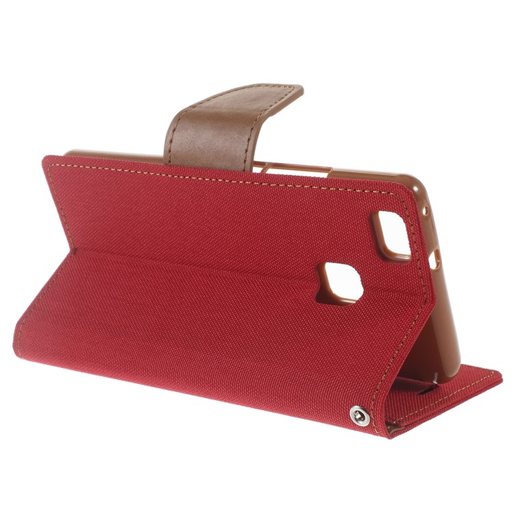 MERCURY GOOSPERY Canvas Leather Flip Shell for Huawei P9 Lite/G9 Lite - Red-3