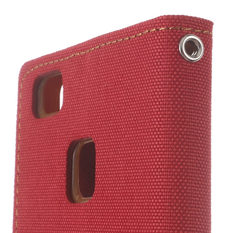 MERCURY GOOSPERY Canvas Leather Flip Shell for Huawei P9 Lite/G9 Lite - Red-6