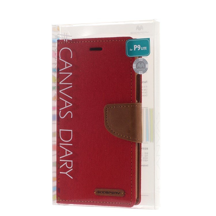 MERCURY GOOSPERY Canvas Leather Flip Shell for Huawei P9 Lite/G9 Lite - Red-8