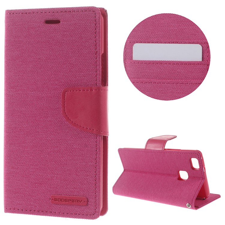 MERCURY GOOSPERY Canvas Leather Flip Cover for Huawei P9 Lite/G9 Lite - Rose-1