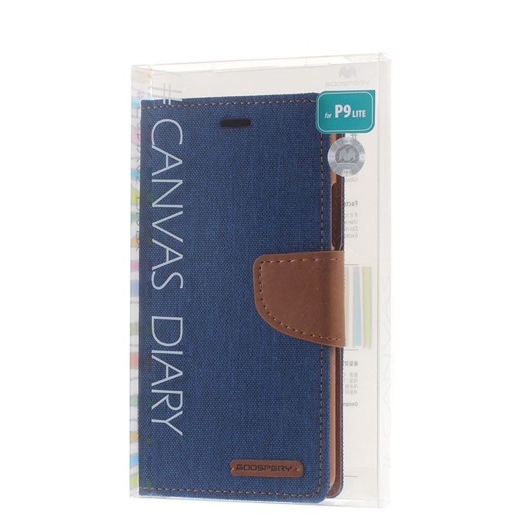 MERCURY GOOSPERY Canvas Leather Wallet Case for Huawei P9 Lite/G9 Lite - Baby Blue-8