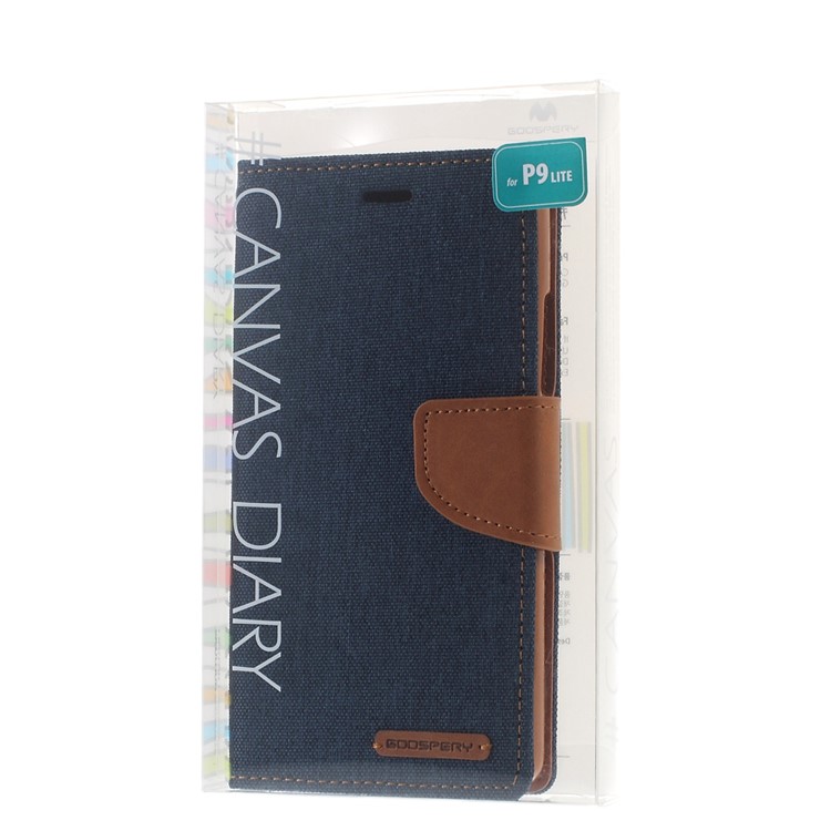 MERCURY GOOSPERY Canvas Leather Phone Case for Huawei P9 Lite/G9 Lite - Dark Blue-8