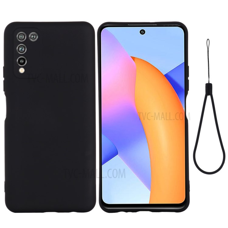 Shockproof Soft Liquid Silicone Cover Case for Honor 10X Lite - Black-1