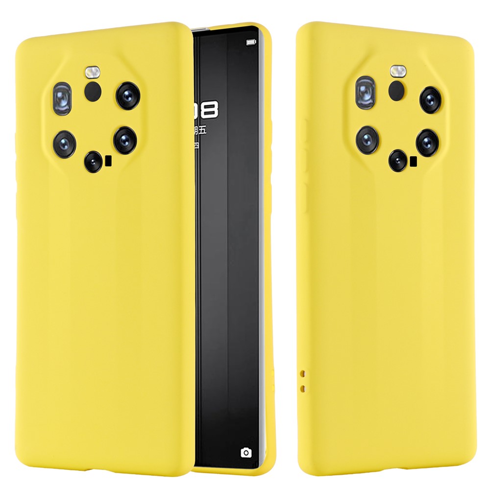 Shockproof Soft Liquid Silicone Cover Case for Huawei Mate 40 RS Porsche Design - Yellow-2