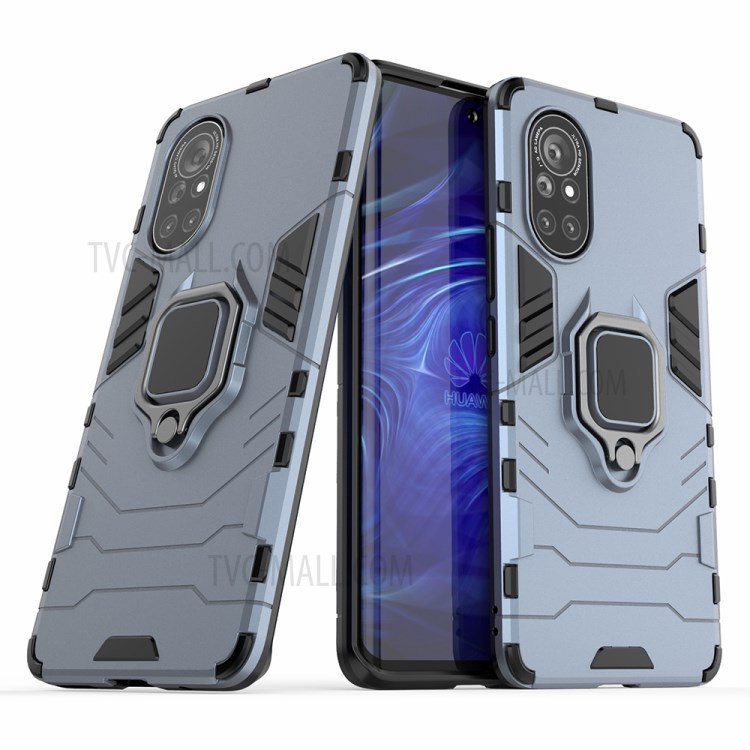 PC + TPU Combo Hybrid Protective Shell with Finger Ring Kickstand Design for Huawei nova 8 5G - Blue-1